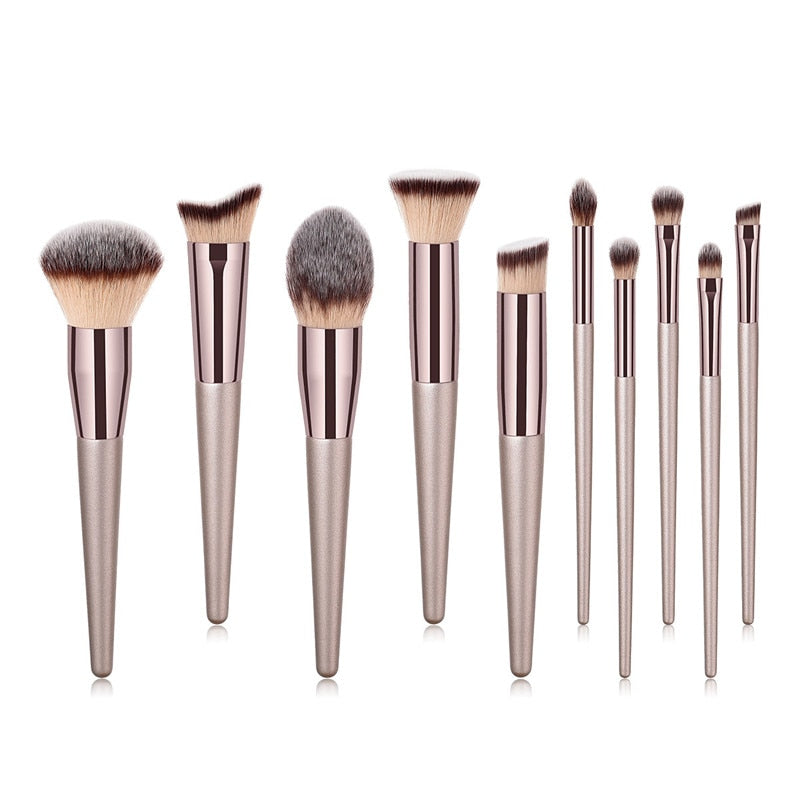 10-Piece Champagne Makeup Brush Set