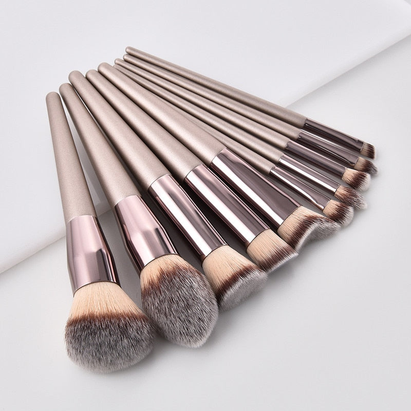 10-Piece Champagne Makeup Brush Set