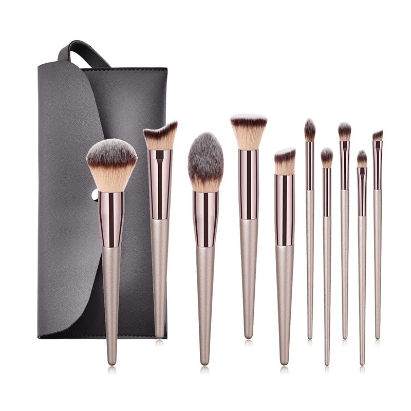 10-Piece Champagne Makeup Brush Set