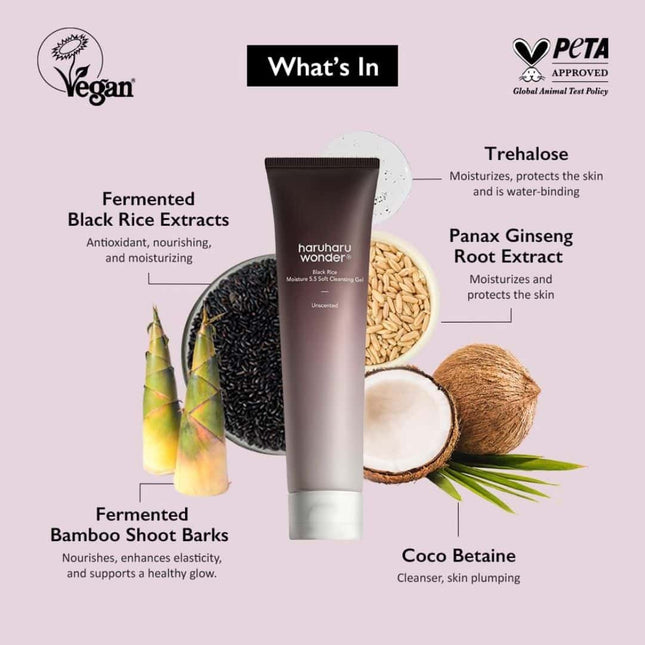 Haruharu Wonder Black Rice Moisture 5.5 Soft Cleansing Gel